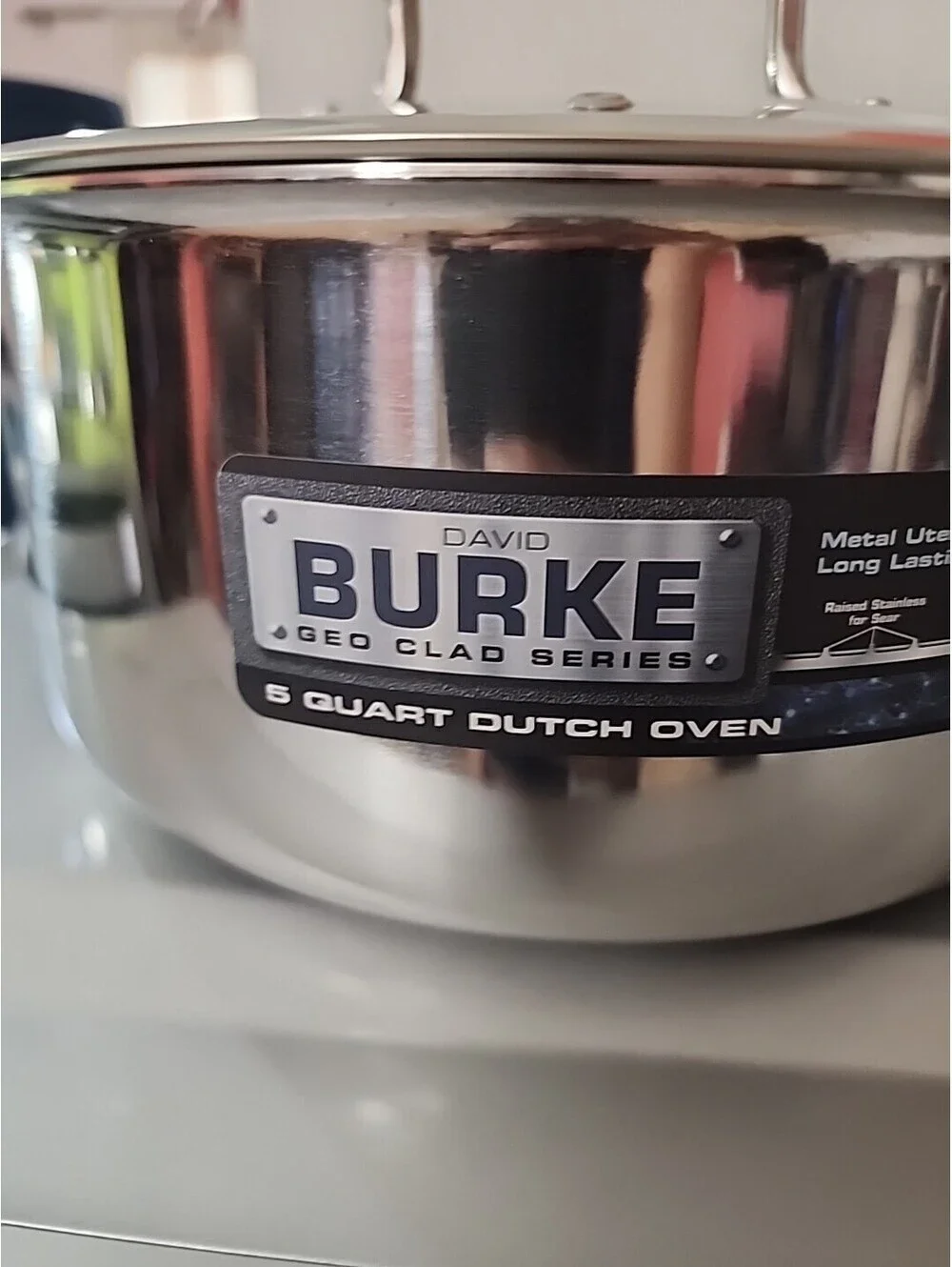 David Burke Geo Clad Series 5-qt Try-Ply Dutch Oven With Lid New Stainless Steel